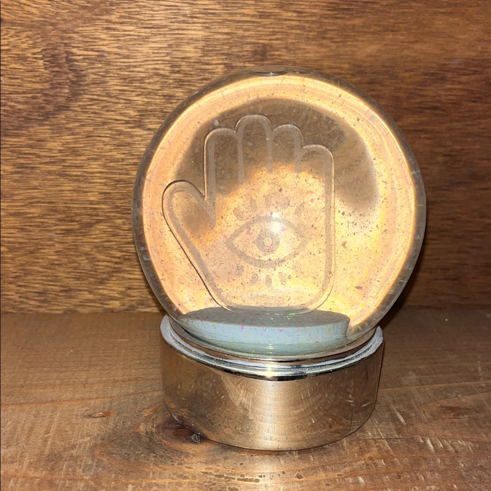 Light up Glass Snow Globe with Hamsa symbol